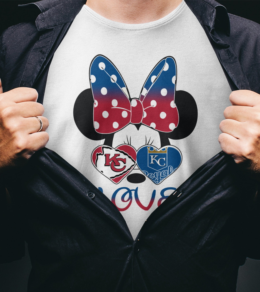 Love Minnie Mouse Kc Chiefs Royals Disney Kansas City T-Shirt