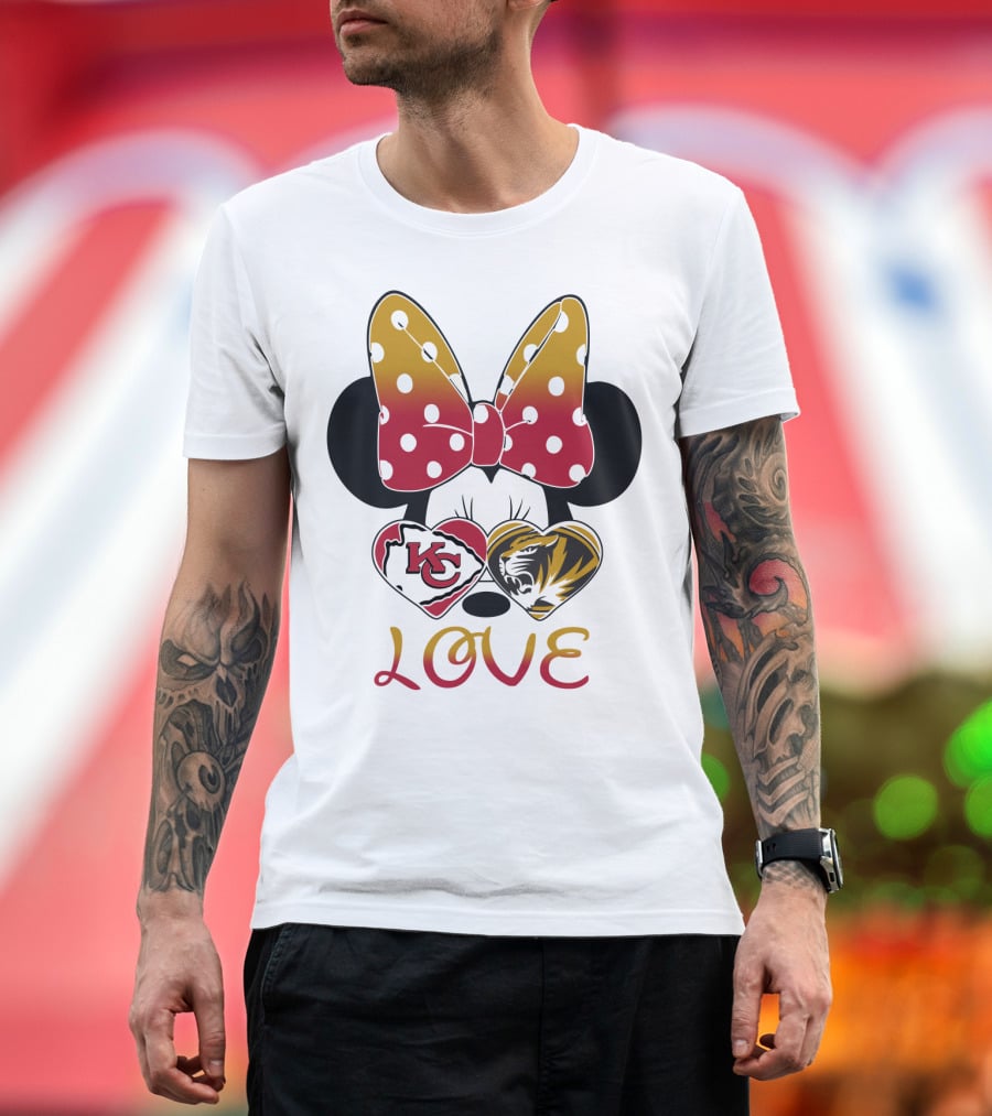 Minnie Mouse Bow Kc Chiefs Mizzou Tigers Love T-Shirt