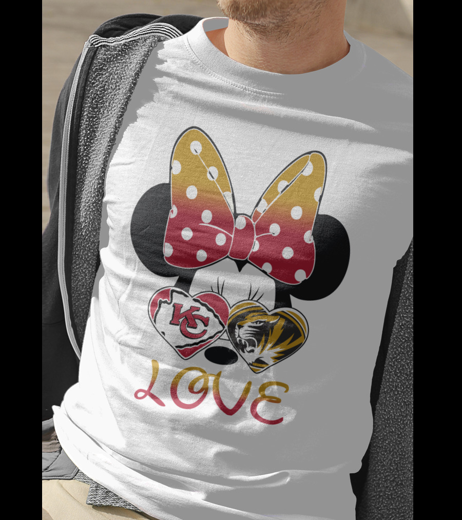 Minnie Mouse Bow Kc Chiefs Mizzou Tigers Love T-Shirt