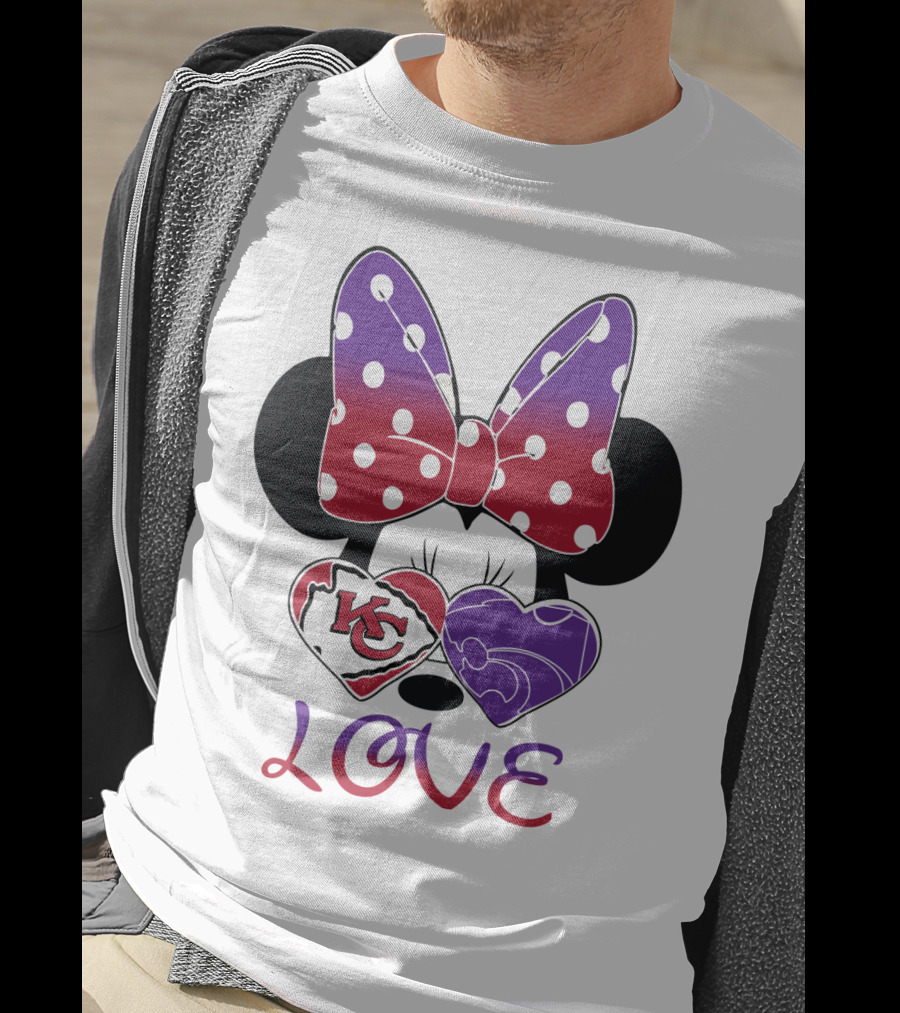 Kansas City Chiefs And Kansas State Wildcats Minnie Mouse Love T-Shirt