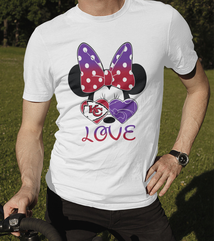 Kansas City Chiefs And Kansas State Wildcats Minnie Mouse Love T-Shirt