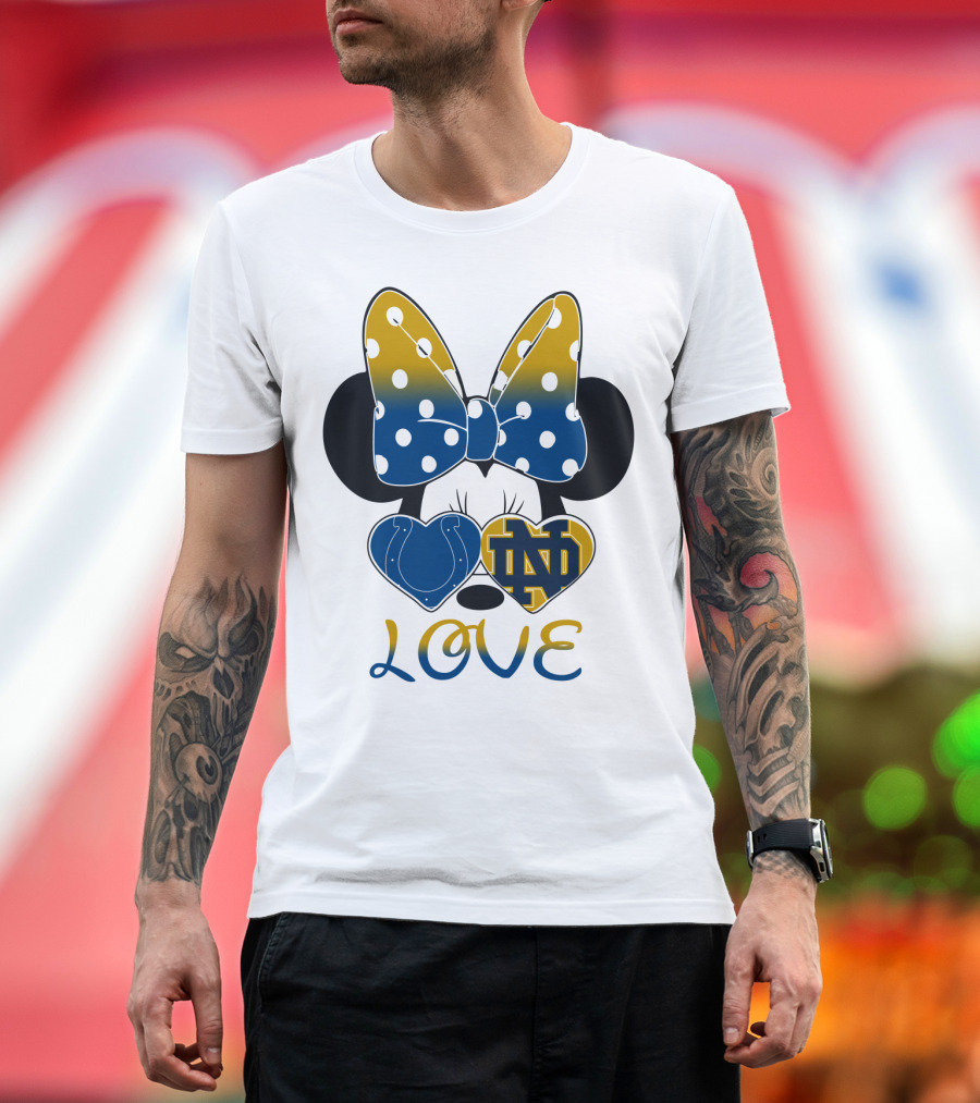 Love Notre Dame Polka Dot Bow Hearts T-Shirt