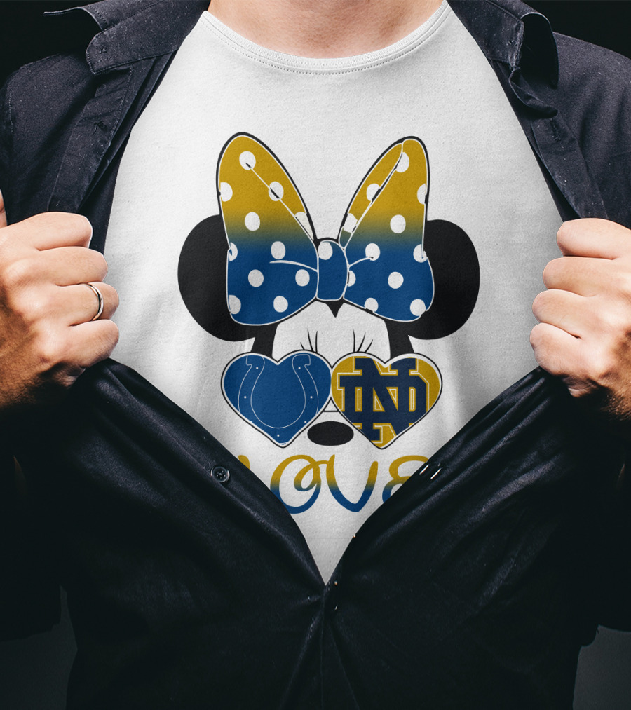 Love Notre Dame Polka Dot Bow Hearts T-Shirt