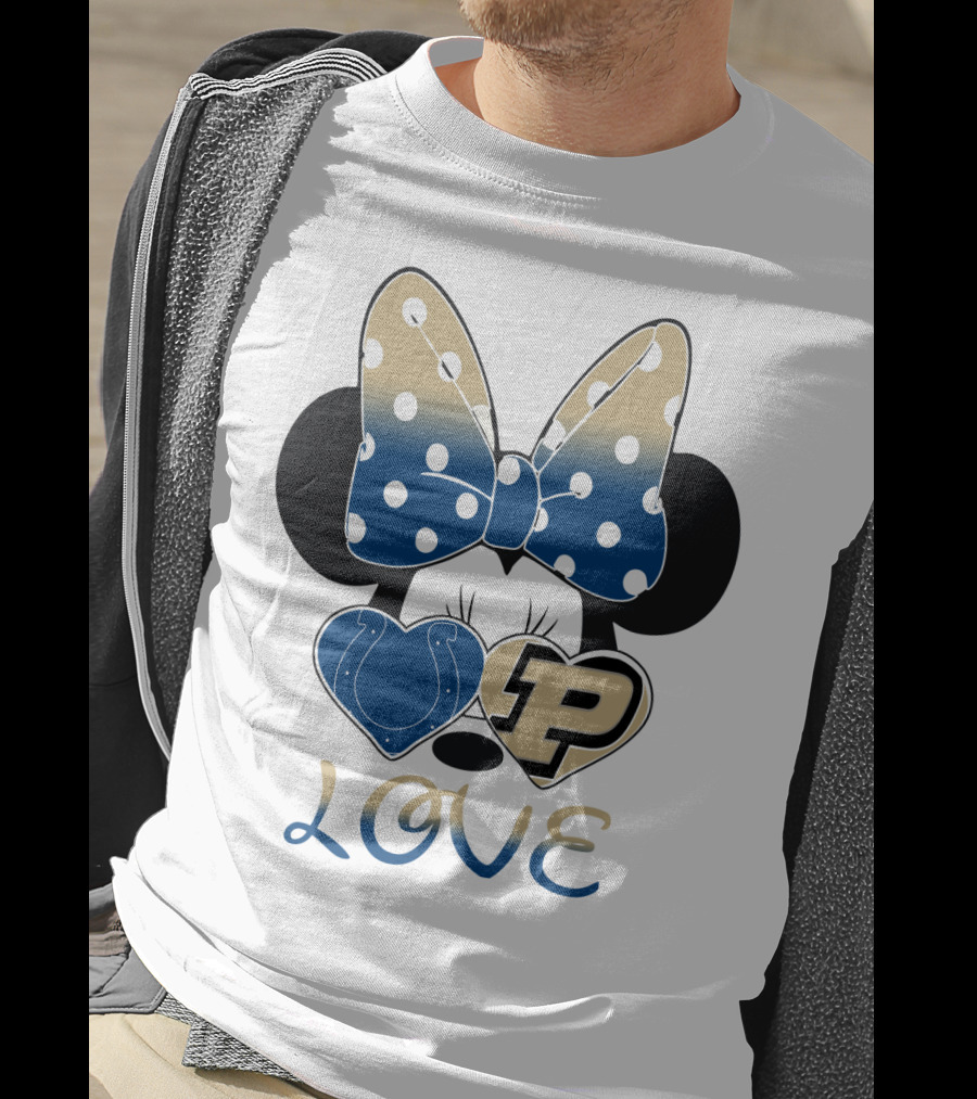 Purdue Boilermakers Minnie Mouse Love Bow Polka Dots T-Shirt