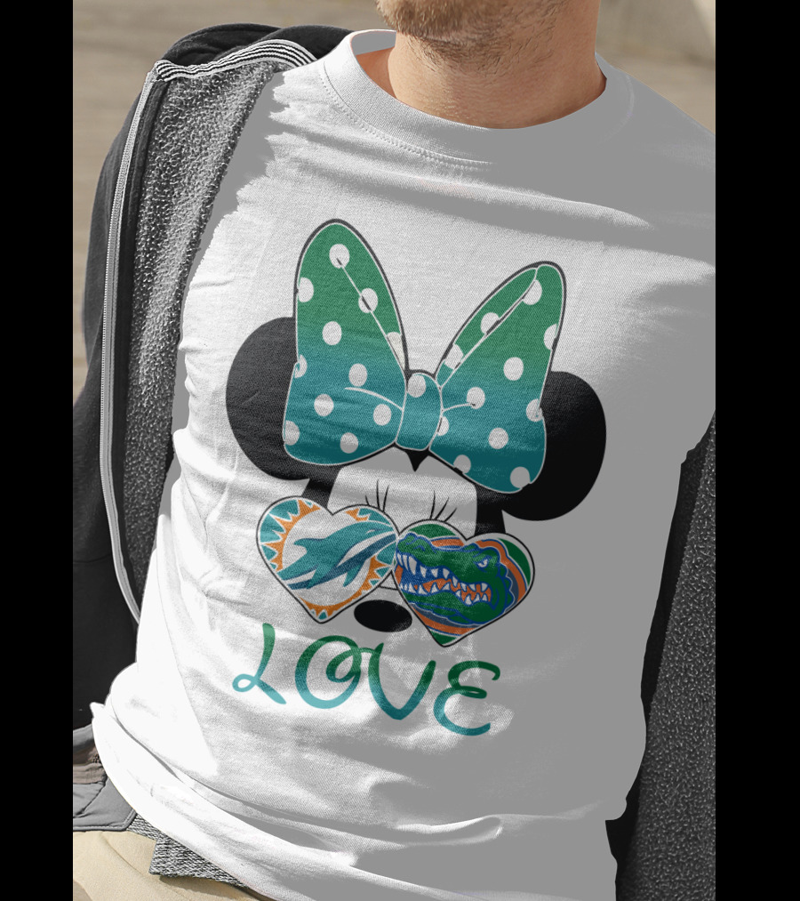 Love Mickey Gator Dolphin Hearts T-Shirt