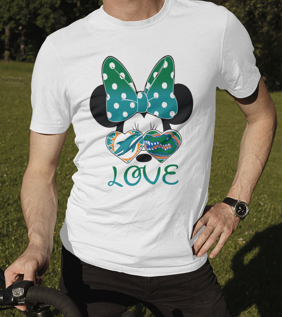Love Mickey Gator Dolphin Hearts T-Shirt