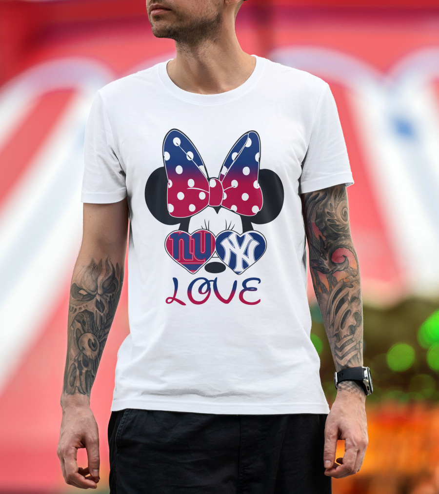 Mic 066 Minnie Bow Giants Yankees Love T-Shirt
