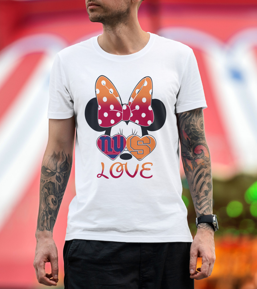 Ny Giants Syracuse Love Minnie Mouse Bow Hearts T-Shirt