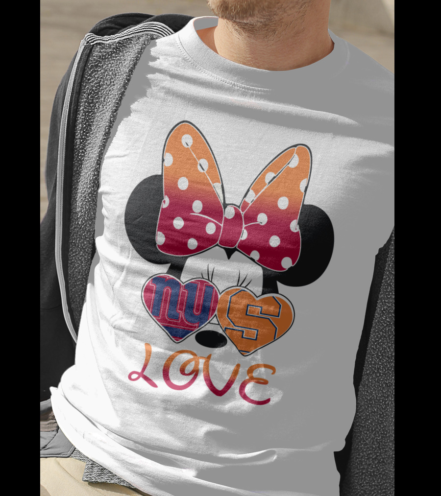 Ny Giants Syracuse Love Minnie Mouse Bow Hearts T-Shirt