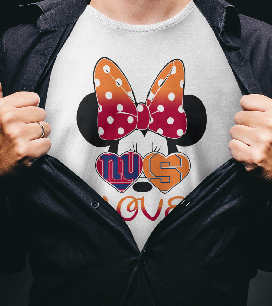 Ny Giants Syracuse Love Minnie Mouse Bow Hearts T-Shirt