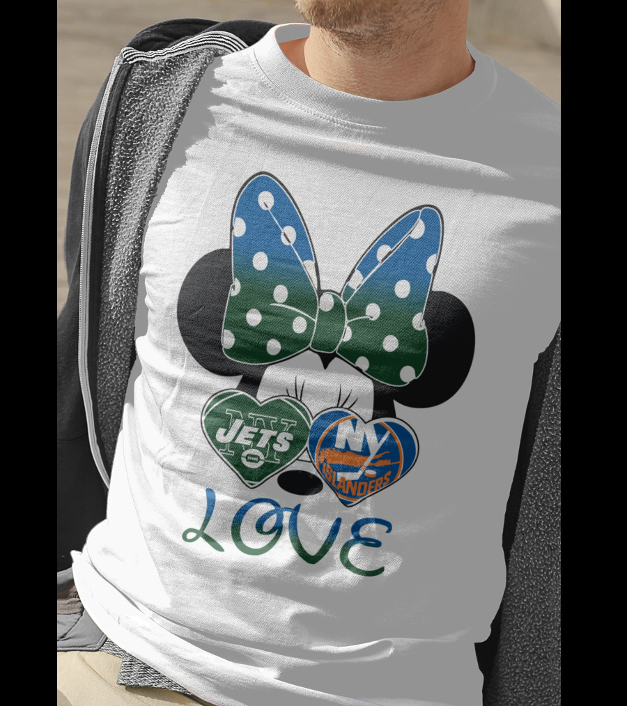 Ny Jets Ny Islanders Minnie Bow Love T-Shirt