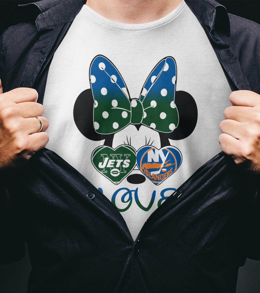 Ny Jets Ny Islanders Minnie Bow Love T-Shirt