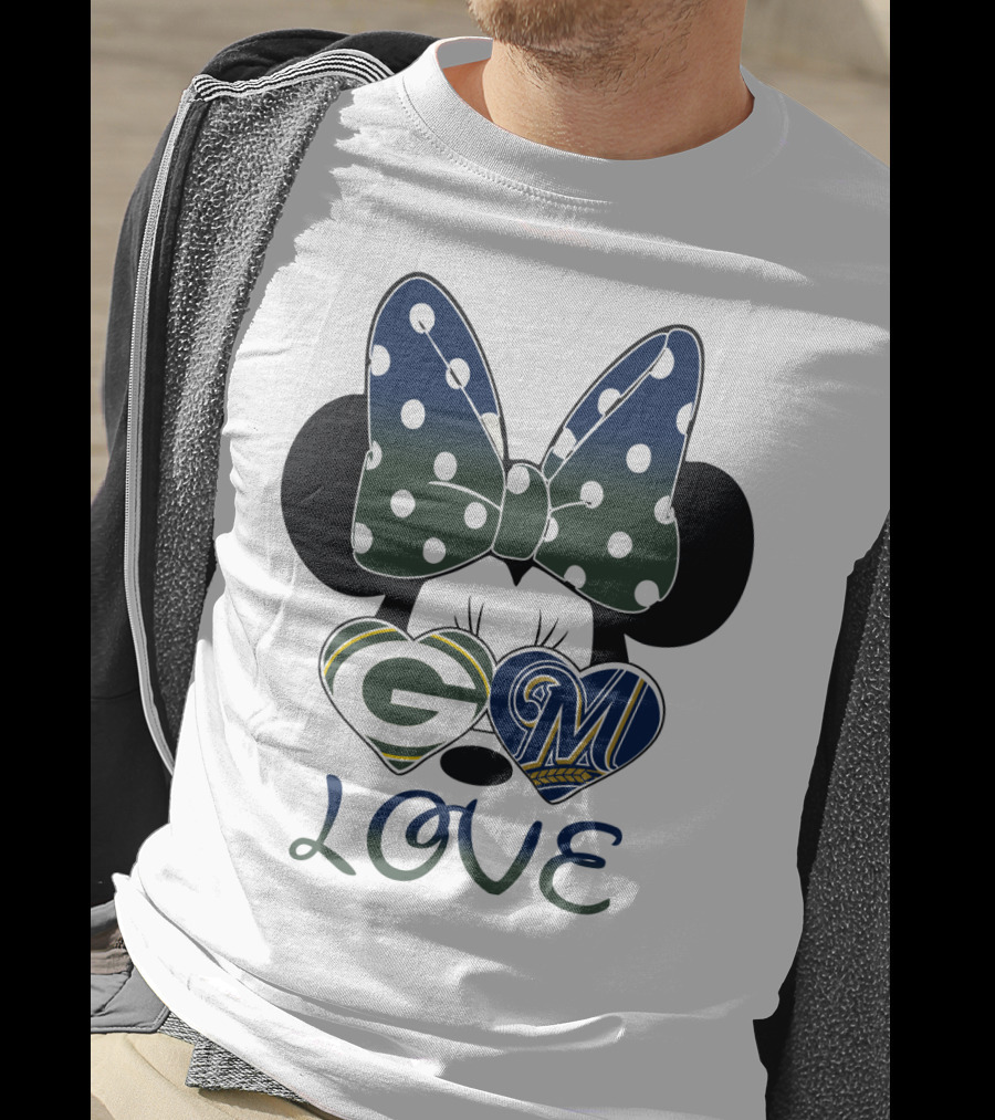 Green Bay Packers Milwaukee Brewers Minnie Mouse Love T-Shirt