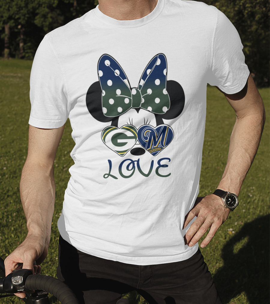 Green Bay Packers Milwaukee Brewers Minnie Mouse Love T-Shirt
