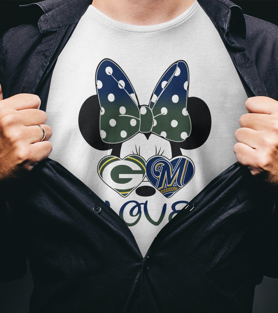 Green Bay Packers Milwaukee Brewers Minnie Mouse Love T-Shirt