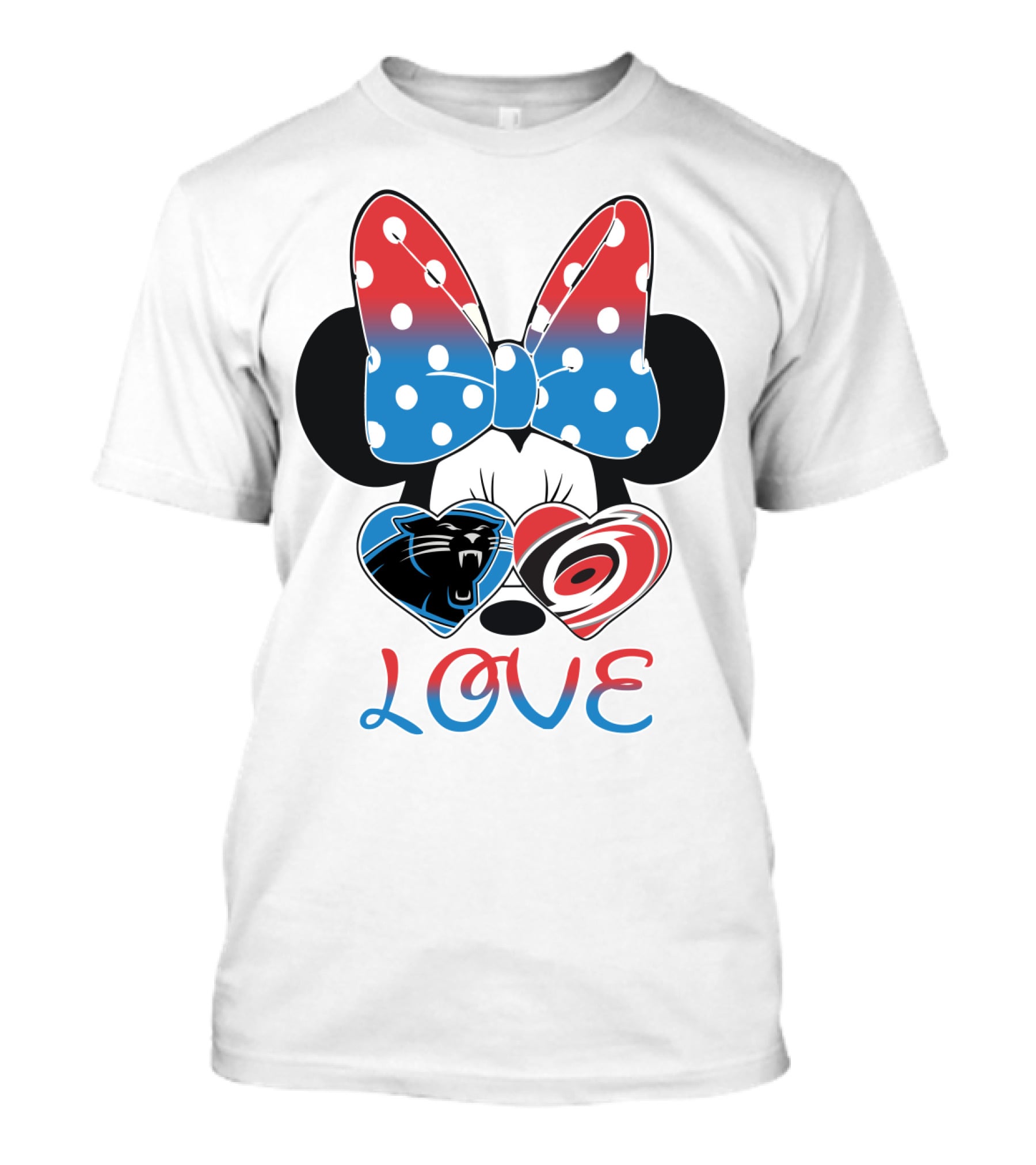 Love Carolina Panthers Hurricanes Minnie Bow T-Shirt