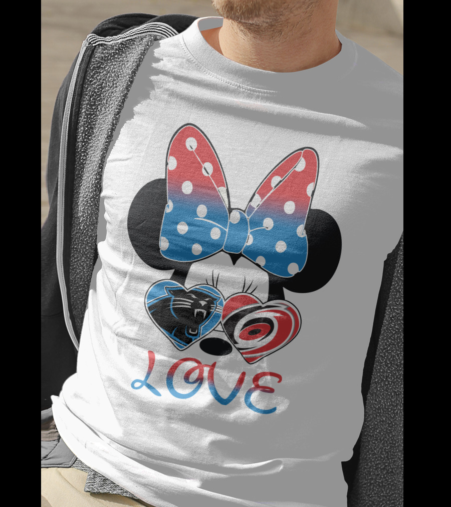 Love Carolina Panthers Hurricanes Minnie Bow T-Shirt