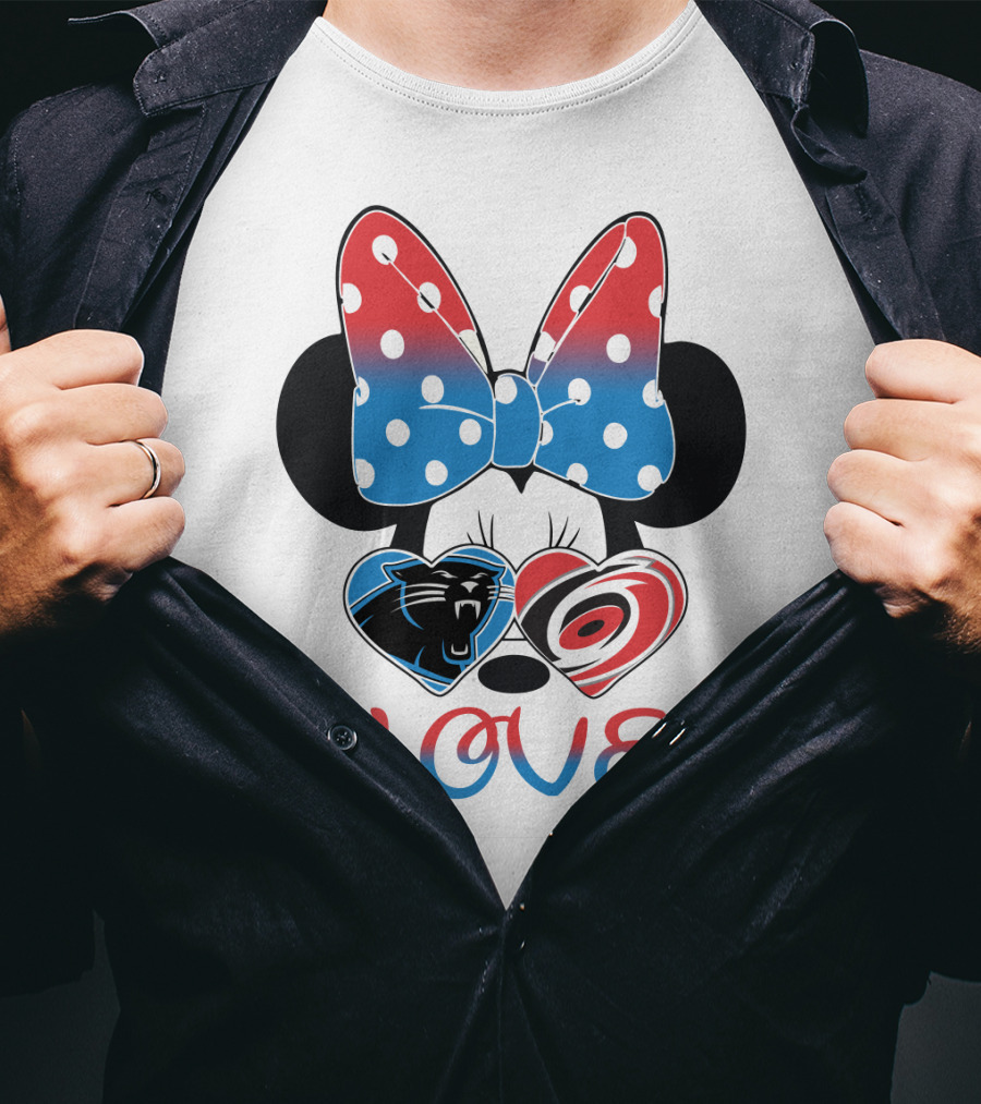 Love Carolina Panthers Hurricanes Minnie Bow T-Shirt