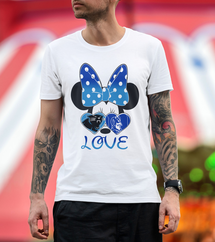 Love Carolina Panthers Duke Blue Devils Disney Bow T-Shirt
