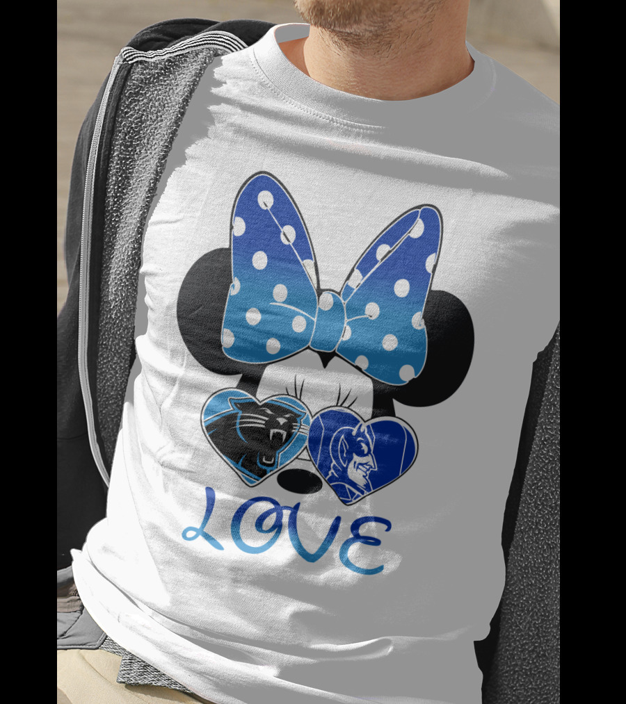 Love Carolina Panthers Duke Blue Devils Disney Bow T-Shirt