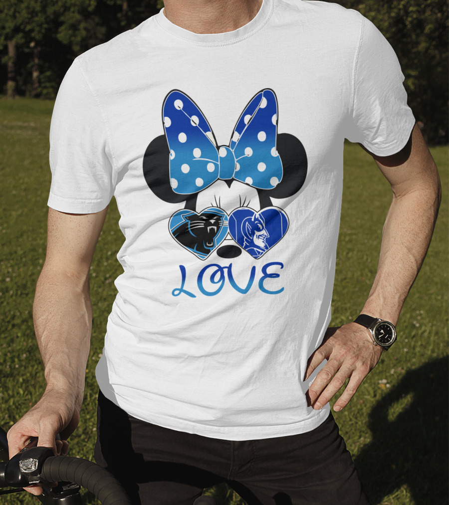 Love Carolina Panthers Duke Blue Devils Disney Bow T-Shirt