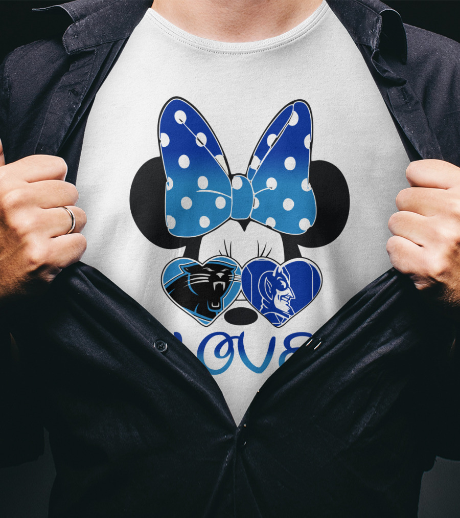 Love Carolina Panthers Duke Blue Devils Disney Bow T-Shirt