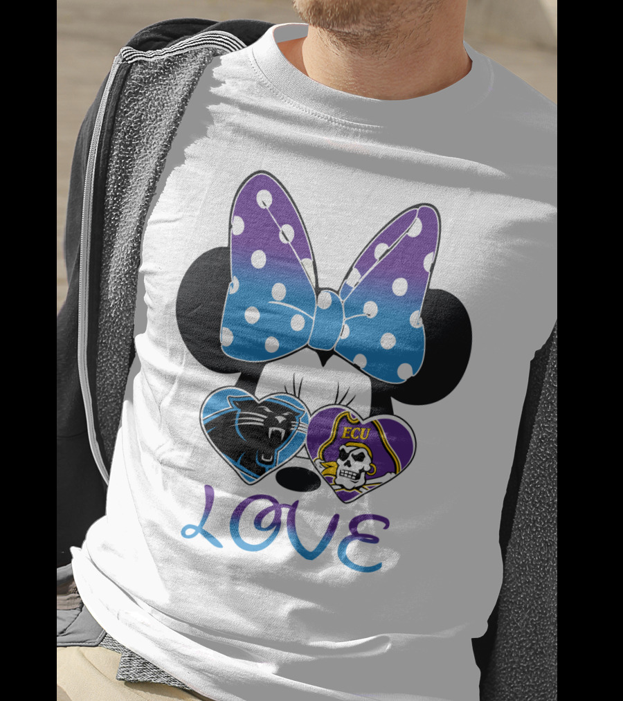 Love Panthers Ecu Pirates Minnie Bow T-Shirt