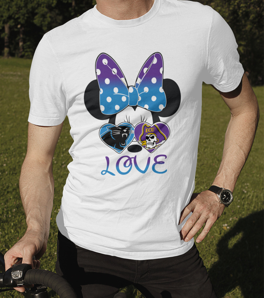 Love Panthers Ecu Pirates Minnie Bow T-Shirt