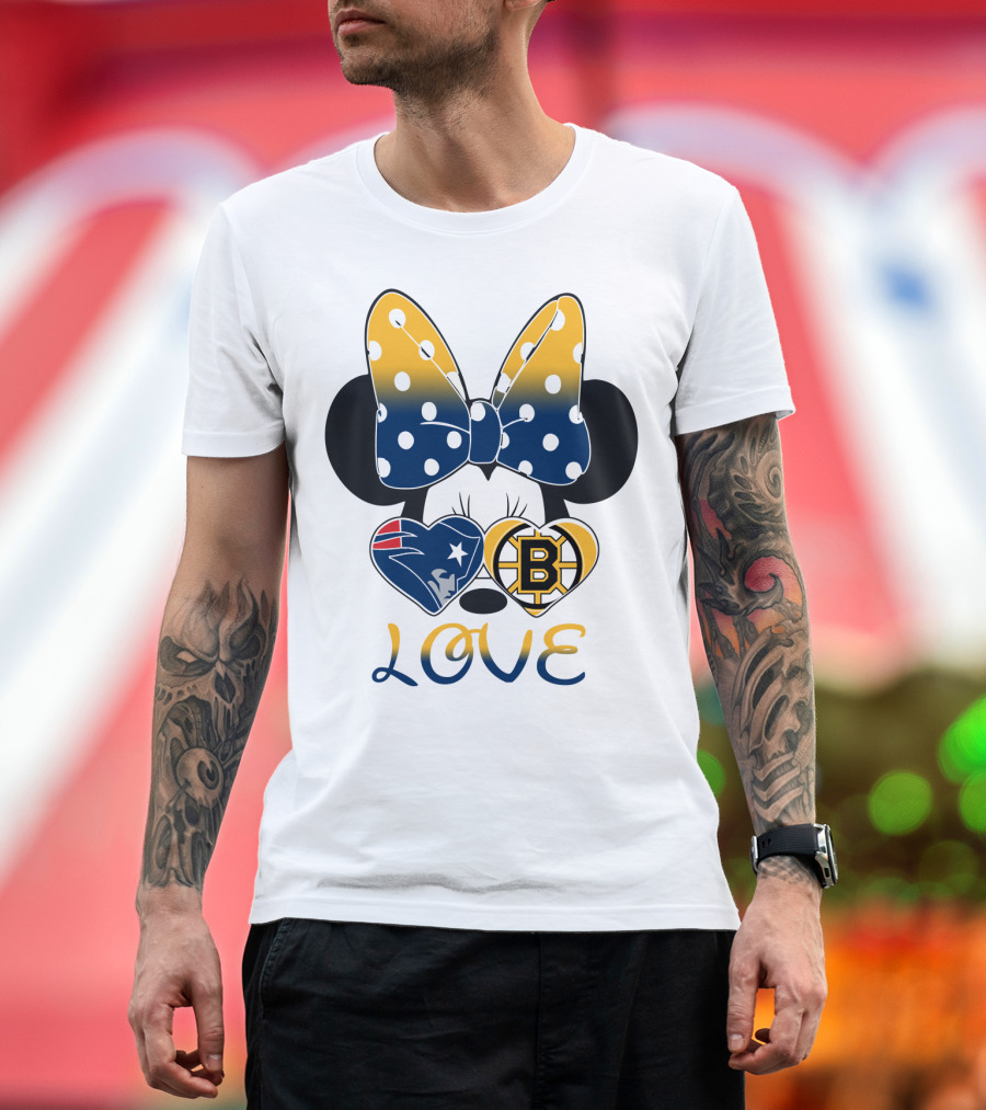 Mickey Mouse Patriots Bruins Love T-Shirt
