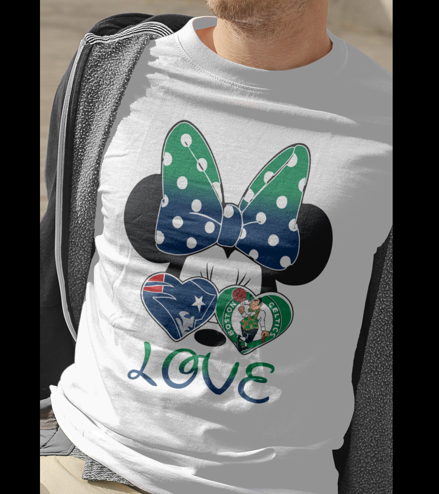 Love Minnie Bow Patriots Celtics T-Shirt