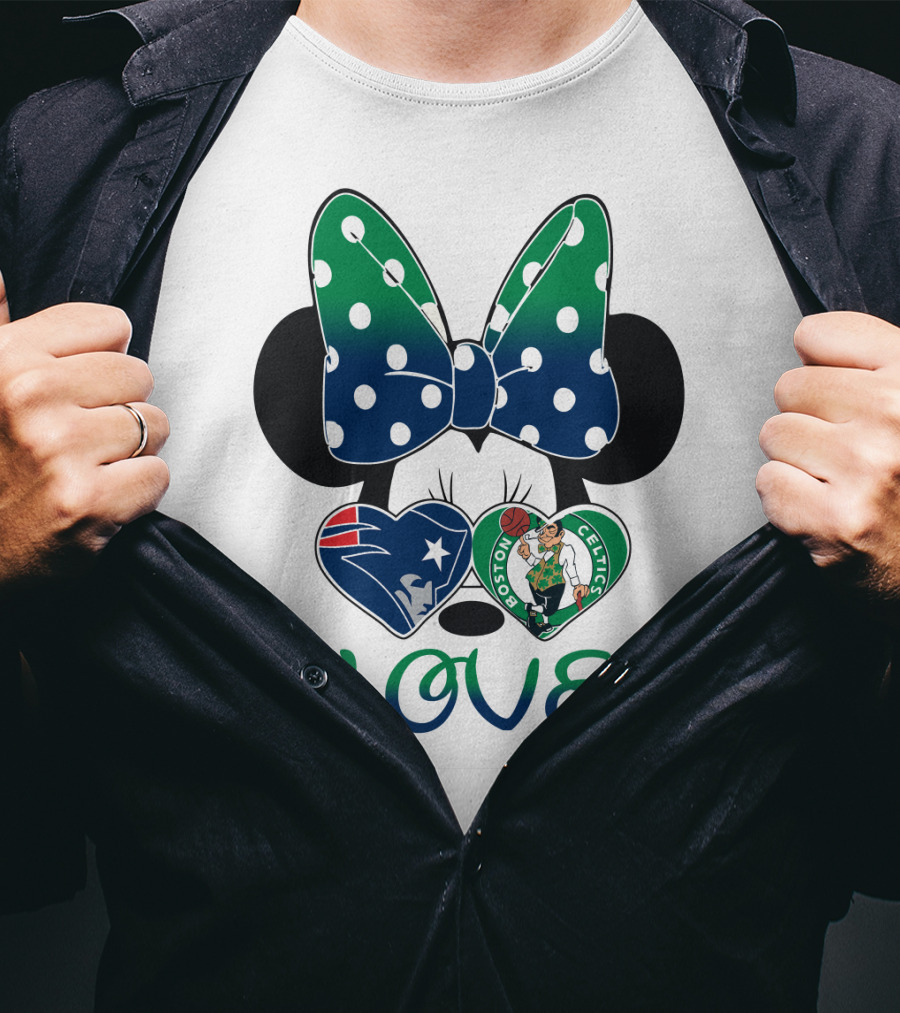 Love Minnie Bow Patriots Celtics T-Shirt