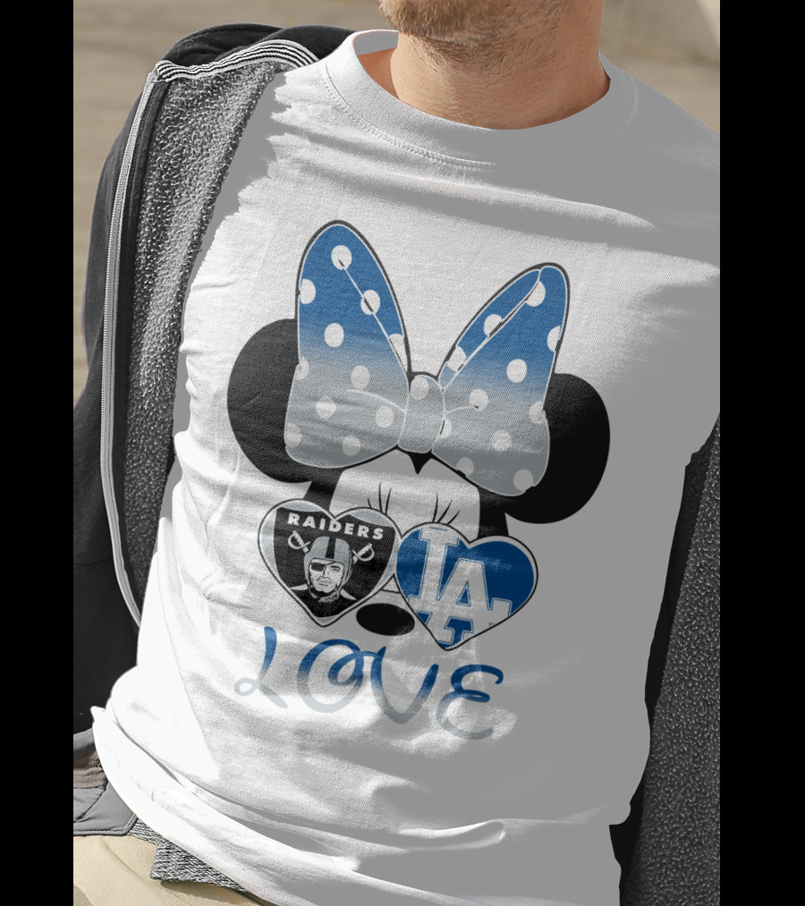 Minnie Mouse Love Raiders La Dodgers Bow Hearts T-Shirt
