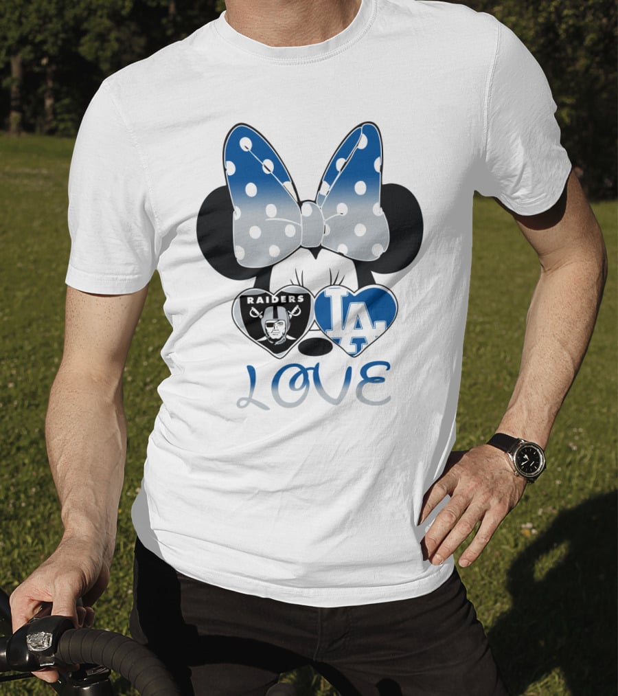 Minnie Mouse Love Raiders La Dodgers Bow Hearts T-Shirt