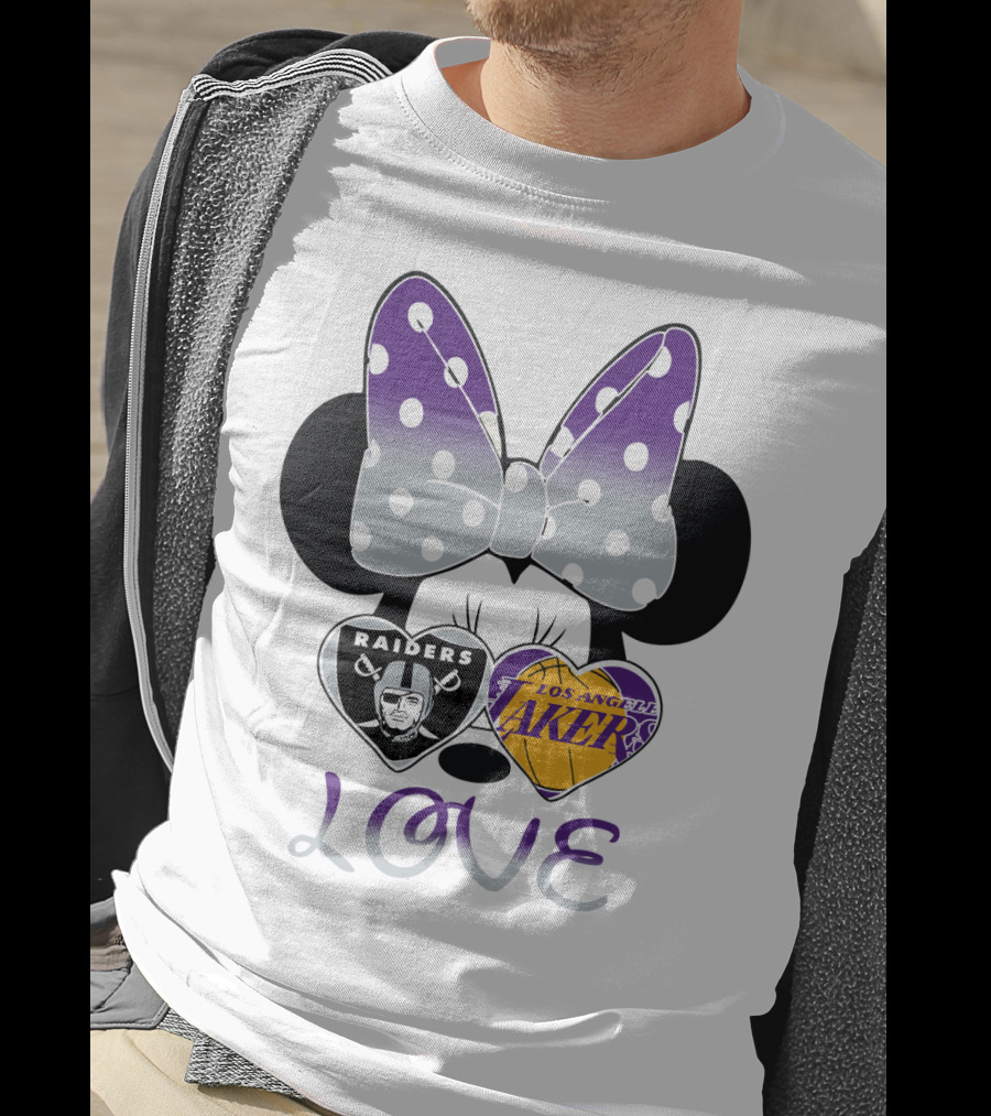 Los Angeles Lakers Raiders Love Minnie Bow T-Shirt