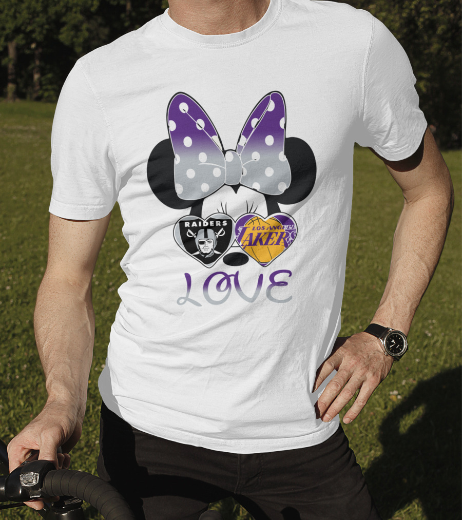 Los Angeles Lakers Raiders Love Minnie Bow T-Shirt