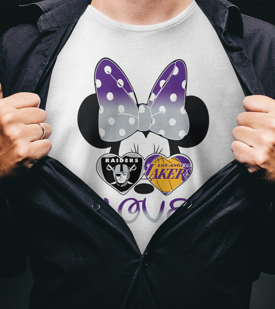 Los Angeles Lakers Raiders Love Minnie Bow T-Shirt