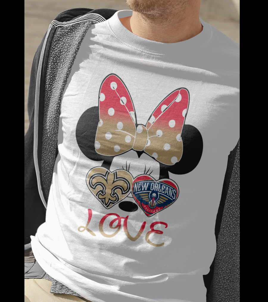 Minnie Mouse Love New Orleans Saints And Pelicans T-Shirt