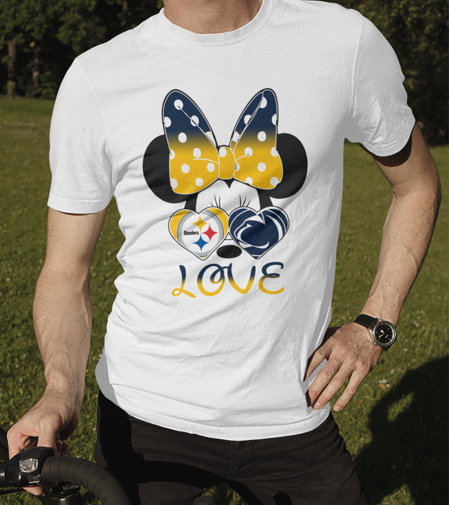 Minnie Mouse Steelers Love Bow Polka Dots T-Shirt