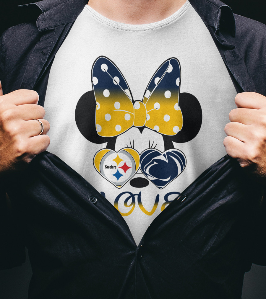 Minnie Mouse Steelers Love Bow Polka Dots T-Shirt