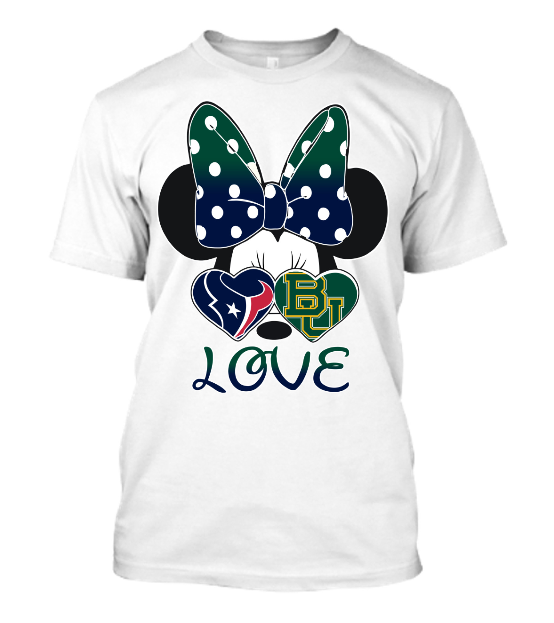 Houston Texans Baylor University Love Minnie Polka Dot Bow T-Shirt