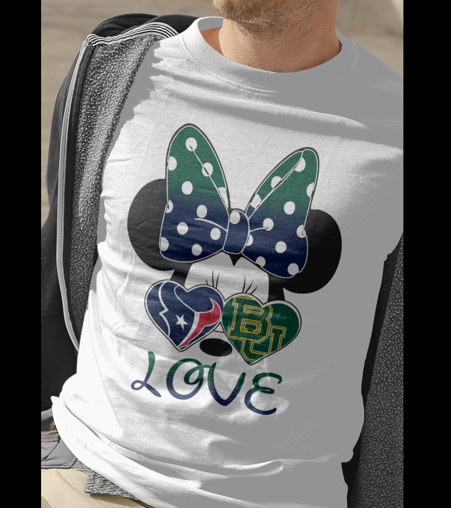 Houston Texans Baylor University Love Minnie Polka Dot Bow T-Shirt
