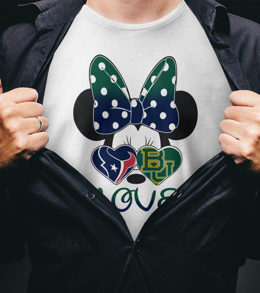 Houston Texans Baylor University Love Minnie Polka Dot Bow T-Shirt