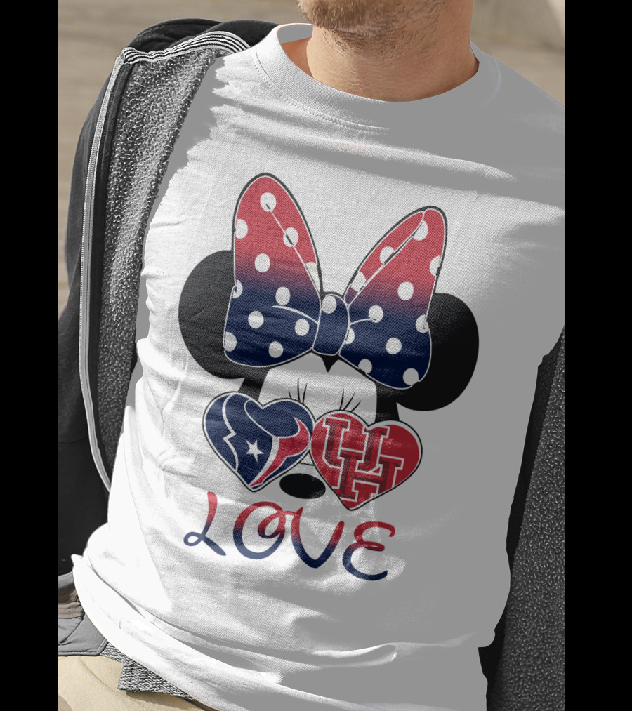 Love Minnie Houston Texans Uh Bow Hearts T-Shirt