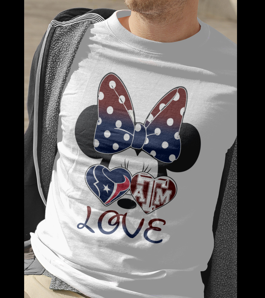 Minnie Bow Texans Love A&M Hearts T-Shirt