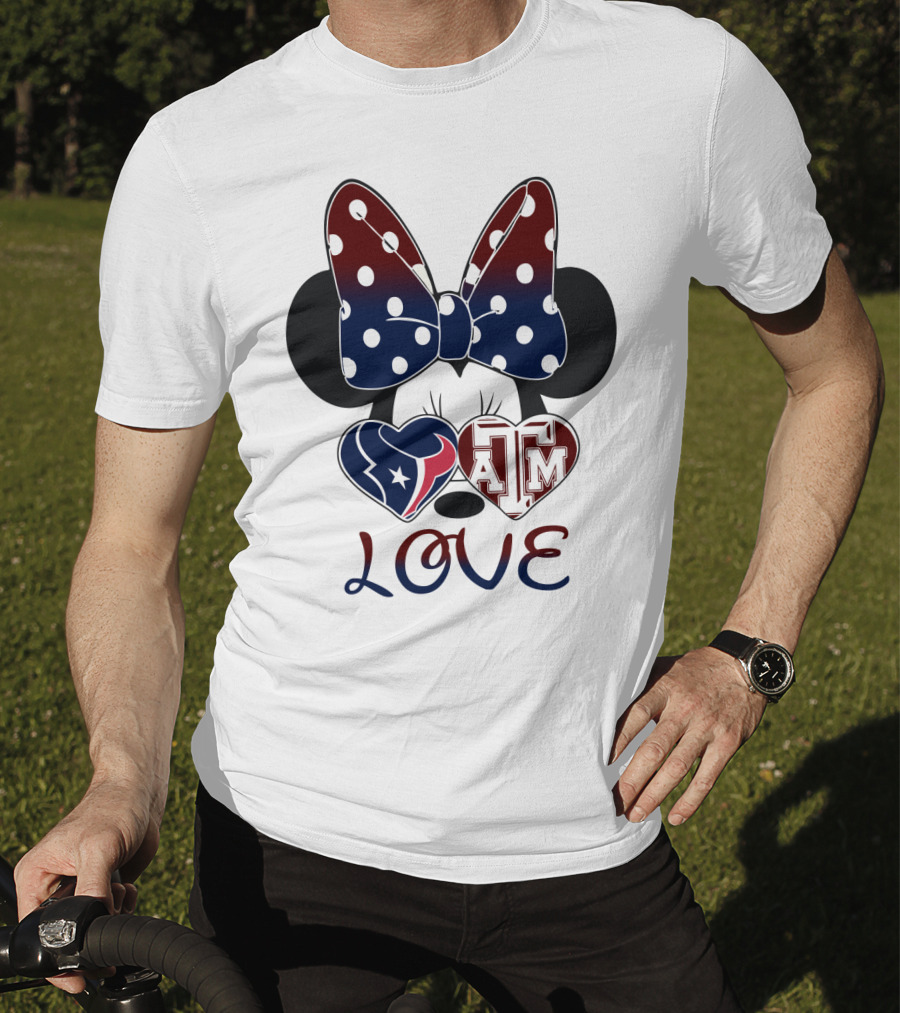 Minnie Bow Texans Love A&M Hearts T-Shirt