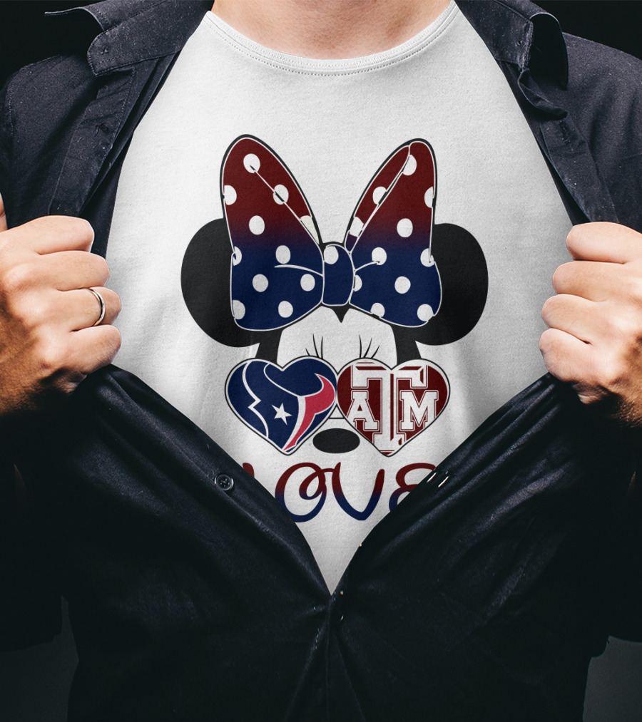 Minnie Bow Texans Love A&M Hearts T-Shirt
