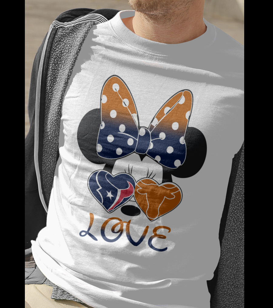 Love Texas Houston Football Minnie Ears Bow T-Shirt