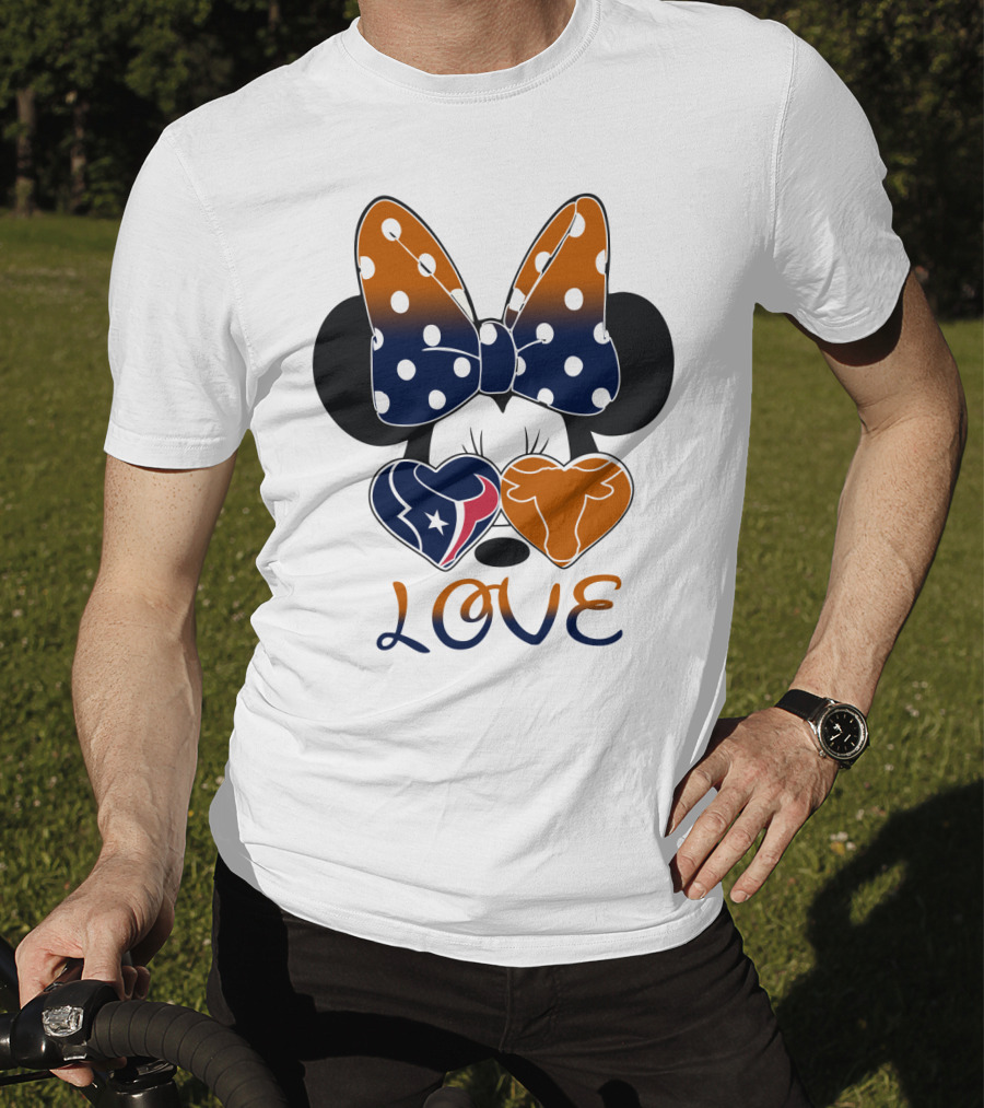 Love Texas Houston Football Minnie Ears Bow T-Shirt