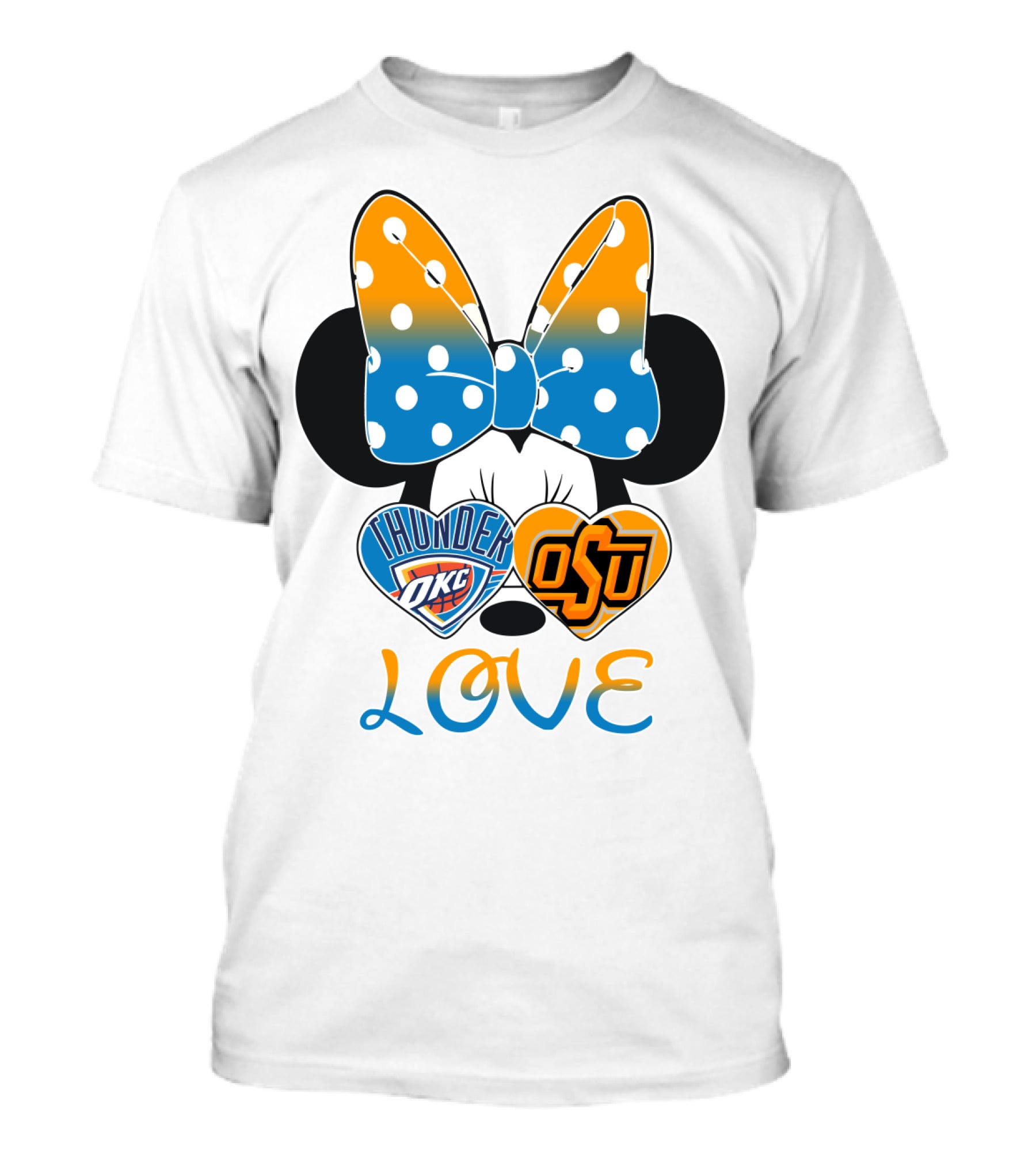 Okc Thunder Osu Love Minnie Bow Hearts T-Shirt
