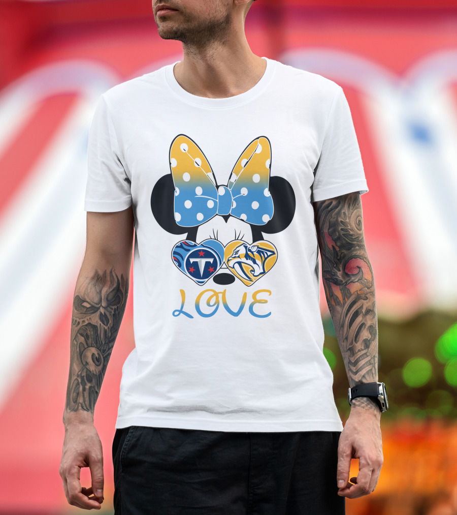 Love Minnie Ears Tennessee Titans Predators Hearts T-Shirt